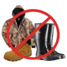 请勿穿工作靴、雨靴、沾有泥泞的徒步靴、狩猎或钓鱼靴；